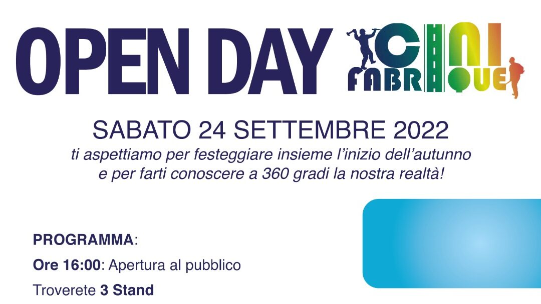 OPEN DAY CINIFABRIQUE – SABATO 24 SETTEMBRE